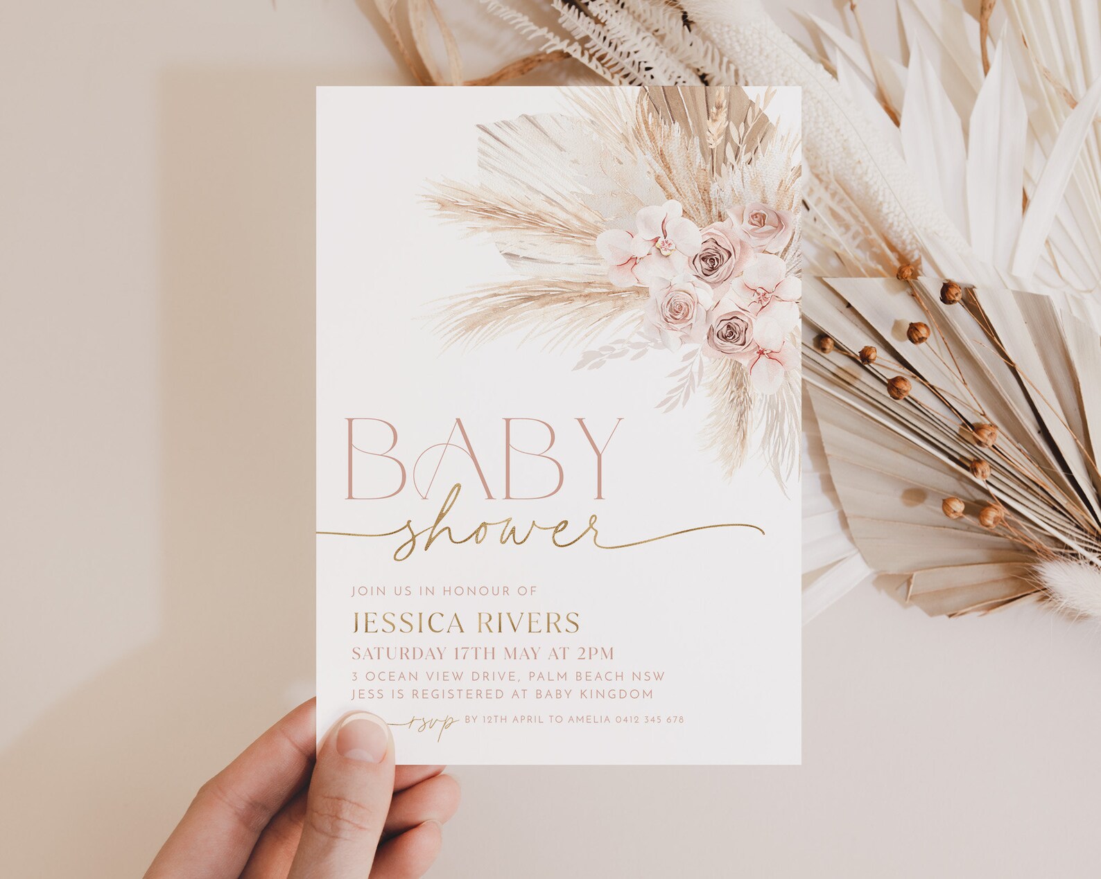 Boho Baby Shower Invitation Boho Floral Baby Shower Baby Etsy