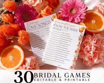 Citrus Bridal Shower Games: Floral Love at First Spritz (Printable)