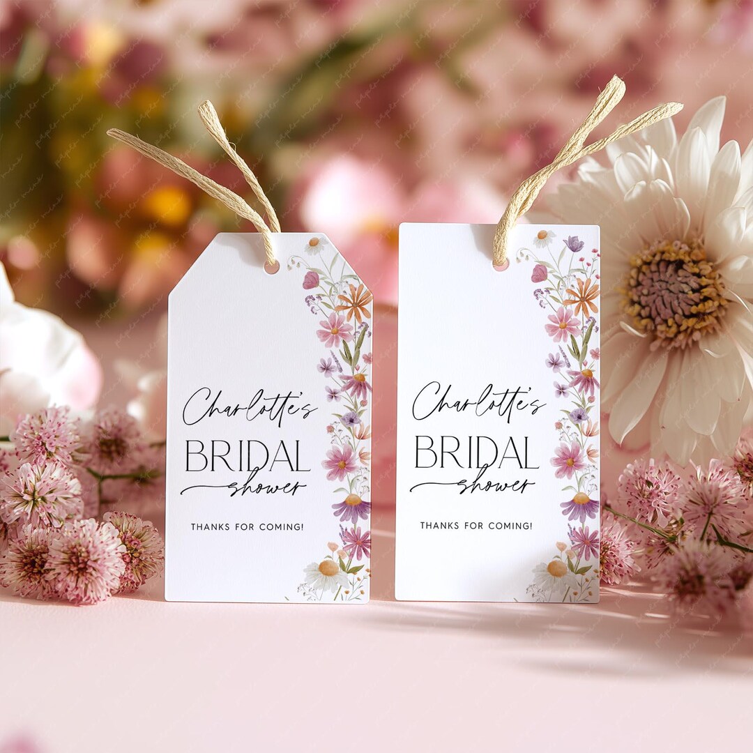 Wildflower Bridal Shower Favor Tag, Thank You Tag, Favour Tag, Gift Tag ...