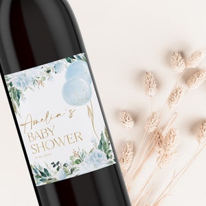 Baby Shower Mini Champagne Labels Boy, Printable Wine Labels, Champagne Labels, Ready to Pop Labels, Blue Baby Champagne Bottle Labels Boy