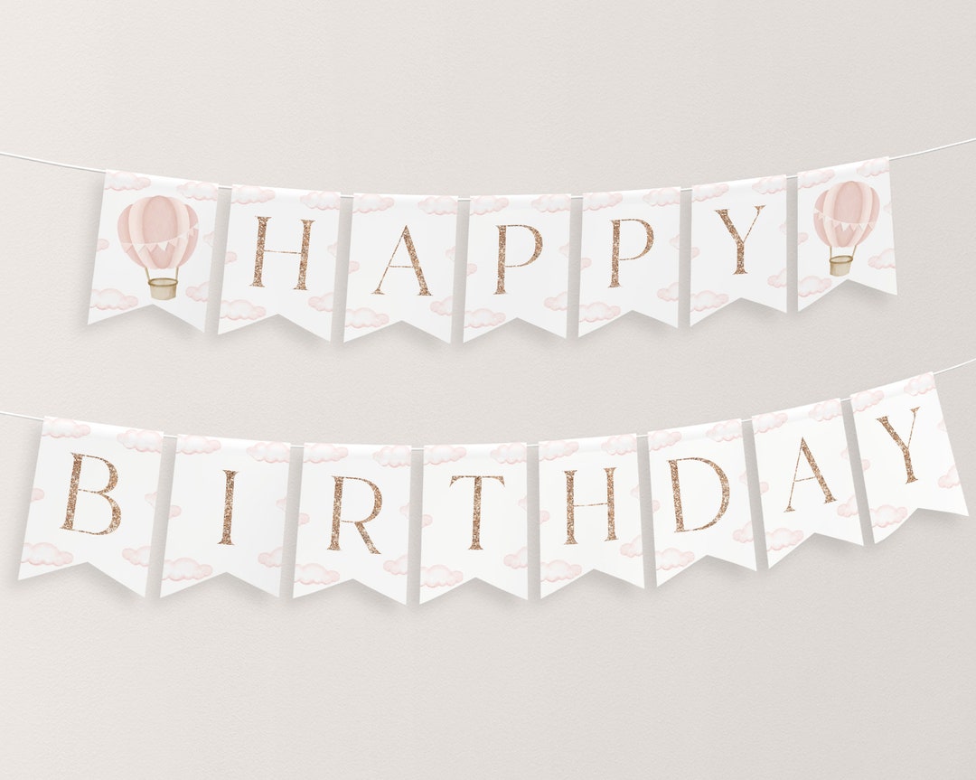 Happy Birthday Banner Printable, Happy 1st Birthday Banner, First