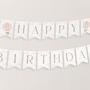 Happy Birthday Banner Printable, Happy 1st Birthday Banner, First Birthday Decor, ONEderful Birthday Banner, Hot Air Balloon Birthday Banner