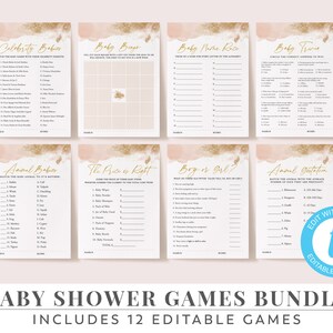 Baby Shower Games Bundle, Printable Baby Shower Invitation and Games ...