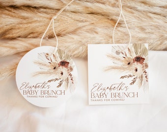 Etiquetas de regalo bohemias, etiquetas para baby shower, etiquetas florales bohemias para baby shower, etiquetas de flores secas, etiquetas de agradecimiento para bebé, etiquetas de regalo
