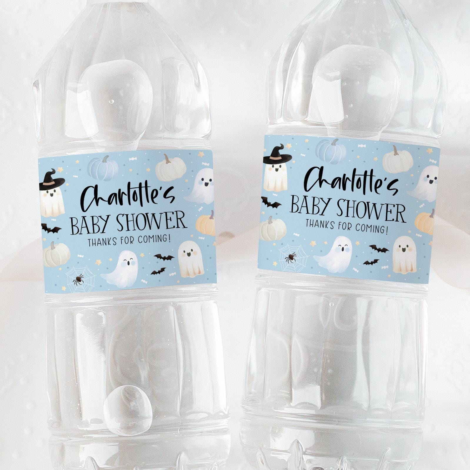 23 Halloween Printable Labels for an Unforgettable Party 20 Halloween Baby Shower Water Bottle Labels Printable, Blue Halloween…