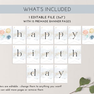 Happy Birthday Banner Printable, Happy 1st Birthday Banner, Space First ...