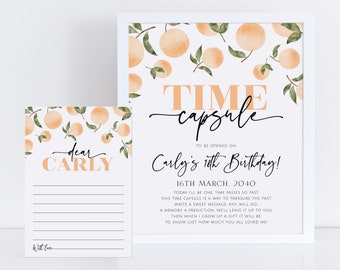 Oranges Time Capsule, 1st Birthday Time Capsule Sign, Time Capsule Template, Little Cutie 1st Birthday, Orange Time Capsule Template Digital