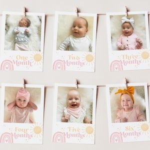 First Trip Around the Sun First Year Photo Banner, 1st Birthday Milestone Photos, First Year Monthly Photo Banner, 1st Birthday Decor Girl