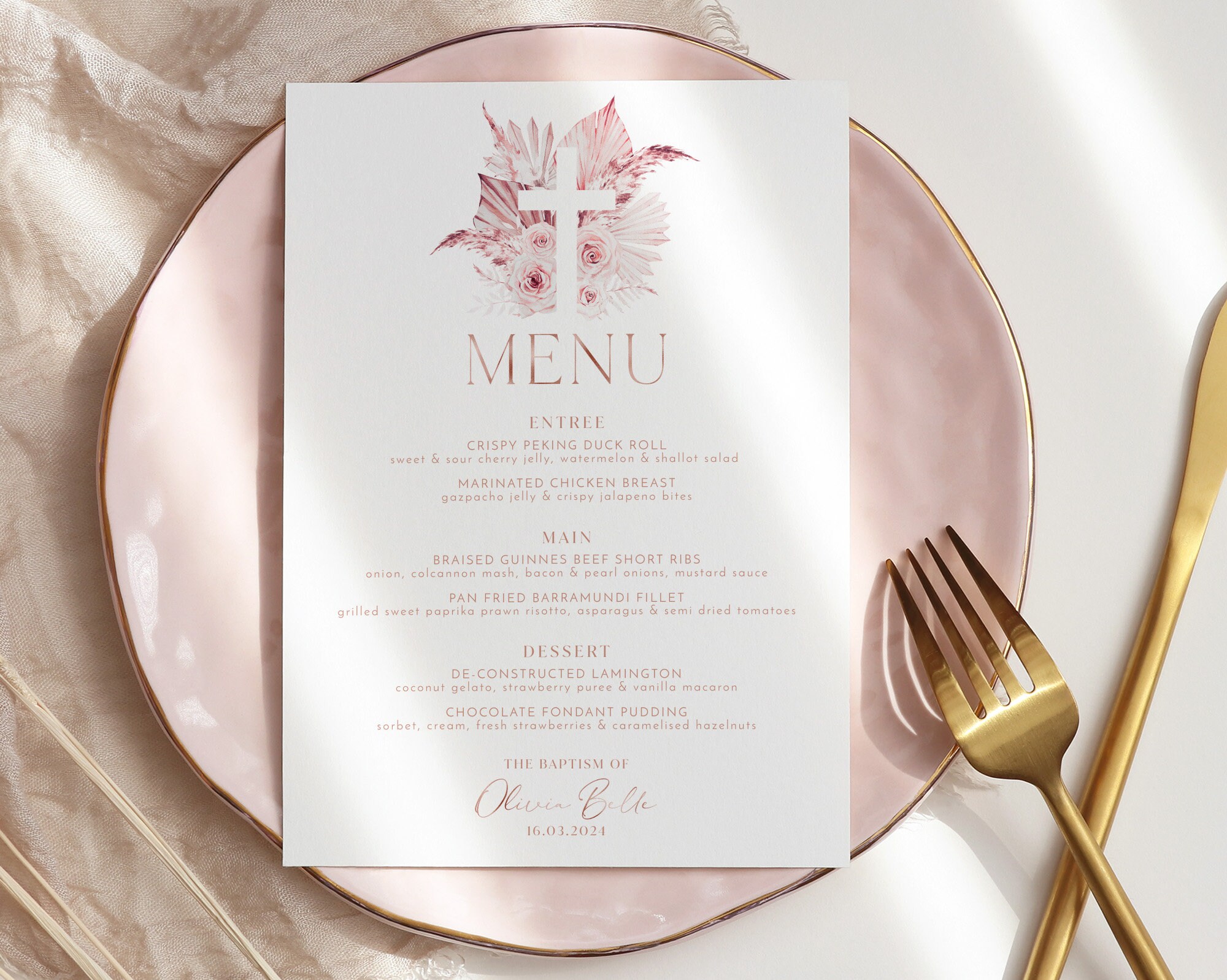 Preaching Menu. Example Christening Menu Template, Printable Baptism Menu Template, Boho ...