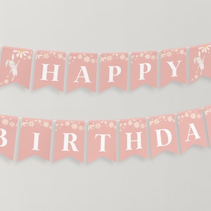 Some Bunny Birthday Banner Printable, Happy Birthday Banner, First Birthday Decor, Bunny Birthday Party Banner, Girl 1st Birthday Banner