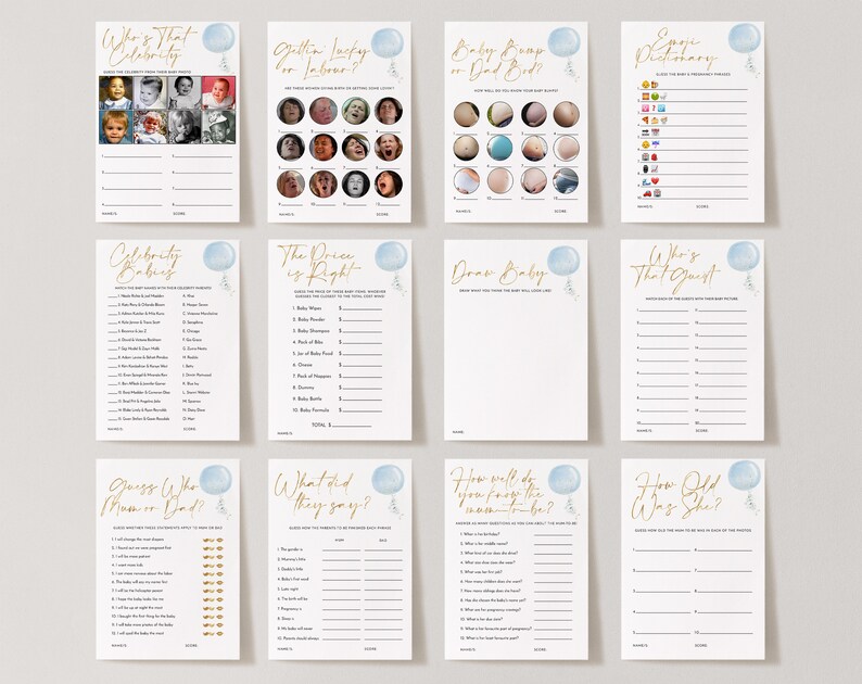 Baby Shower Games Boy Baby Shower Editable Games Printable - Etsy