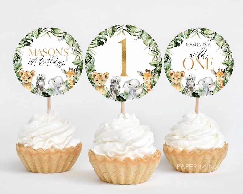 Wild One Cupcake Toppers Printable Cupcake Topper Safari Etsy