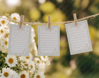 Sage Green Goose Baby Shower Advice Cards: Predictions & Wishes (Editable Games)