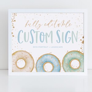 Donut Editable Sign, Custom 8x10 Sign, Printable Donut Sign 8x10 ...