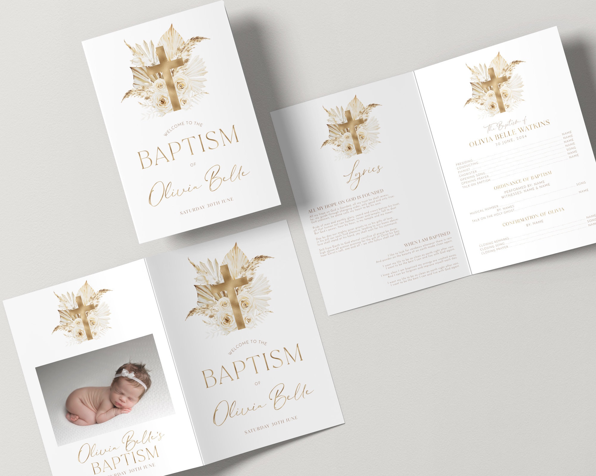 Order of Events Printable Christening Program Template Printable Boho