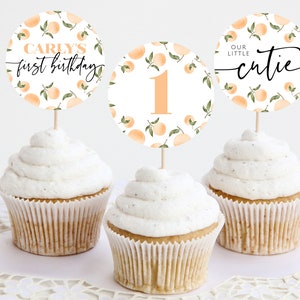 Orange Cupcake Toppers, Printable Cupcake Topper, Oranges Cupcake Topper, 1st Birthday Editable Cupcake Toppers, Little Cutie Birthday Girl