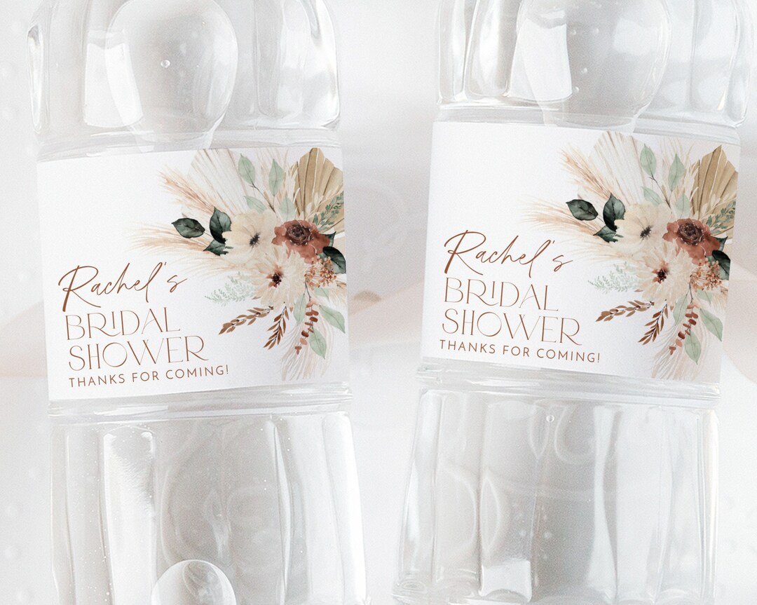 Boho Water Bottle Label, Bridal Shower Water Label, Printable Water