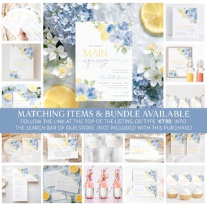 Main Squeeze Bridal Shower Invitation, Lemon Bridal Shower, Citrus Bridal Shower Invitation, Blue Mediterranean Lemon Theme, Blue Lemons imagen 8