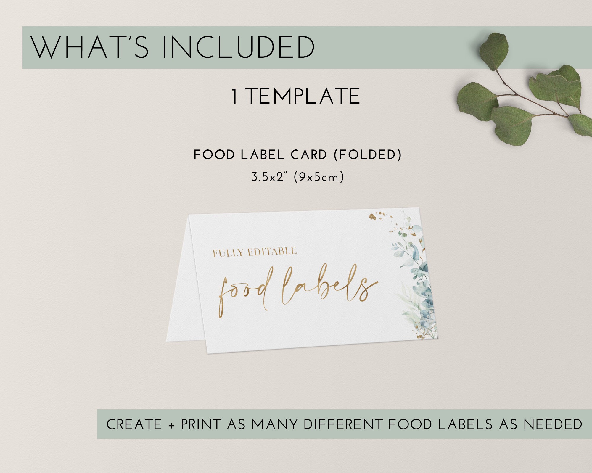 Bridal Shower Food Labels Greenery Food Label Card Food Tent Etsy