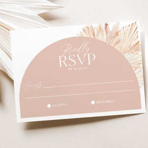 Tarjeta RSVP de bautismo de niñas rosas, tarjeta RSVP boho, RSVP de bautizo, tarjeta de respuesta, tarjeta de devolución de bautizo boho rosa, tarjetas Rsvp de bautismo rosa