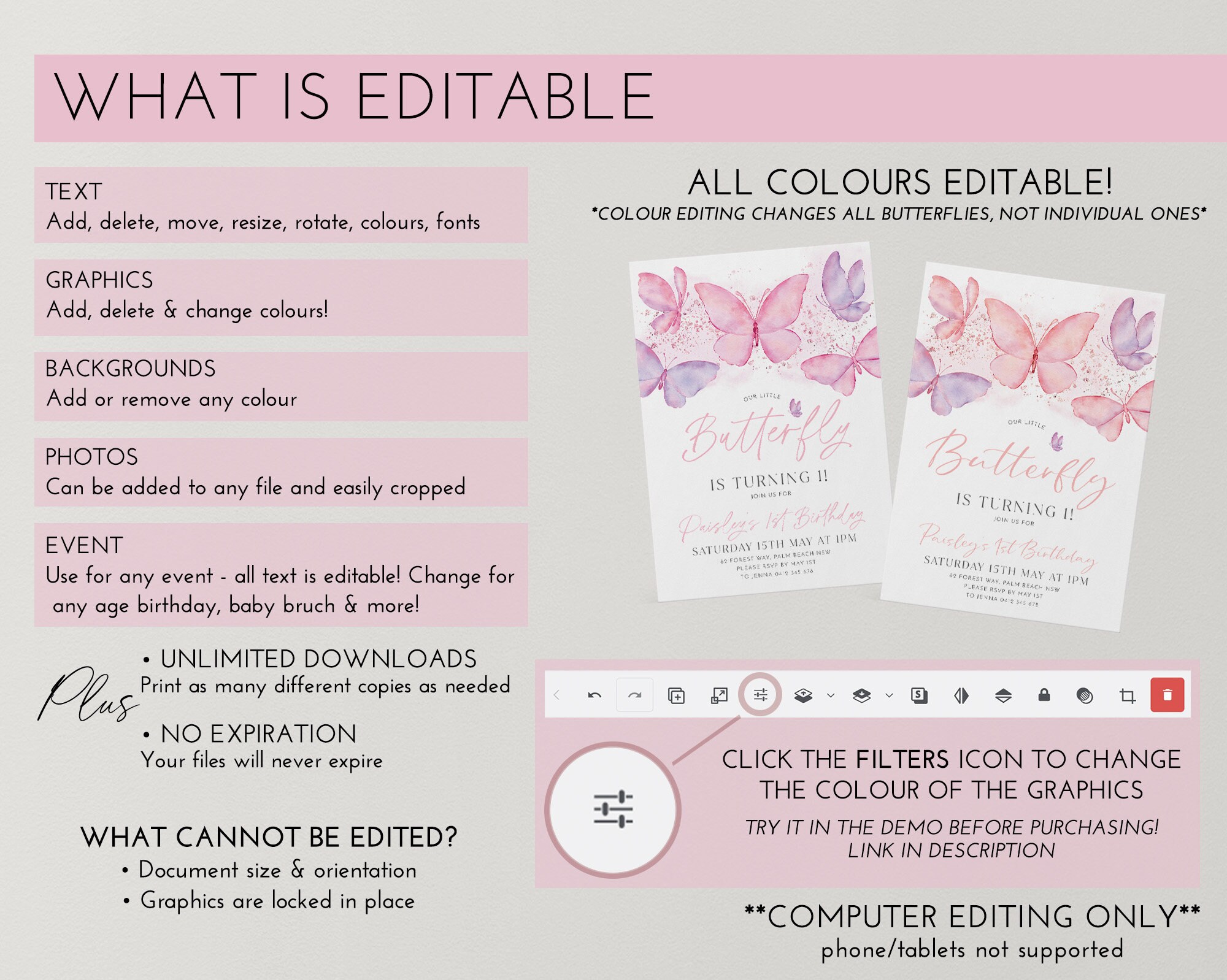 Butterfly Birthday Banner Happy Birthday Banner Printable - Etsy