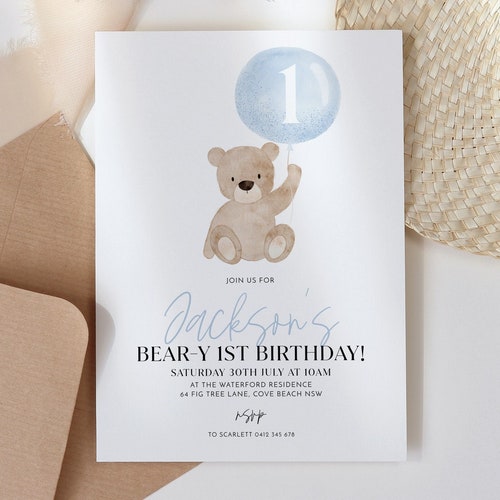 Printable Teddy Bear Picnic Invitation Digital Bear Birthday Etsy Canada