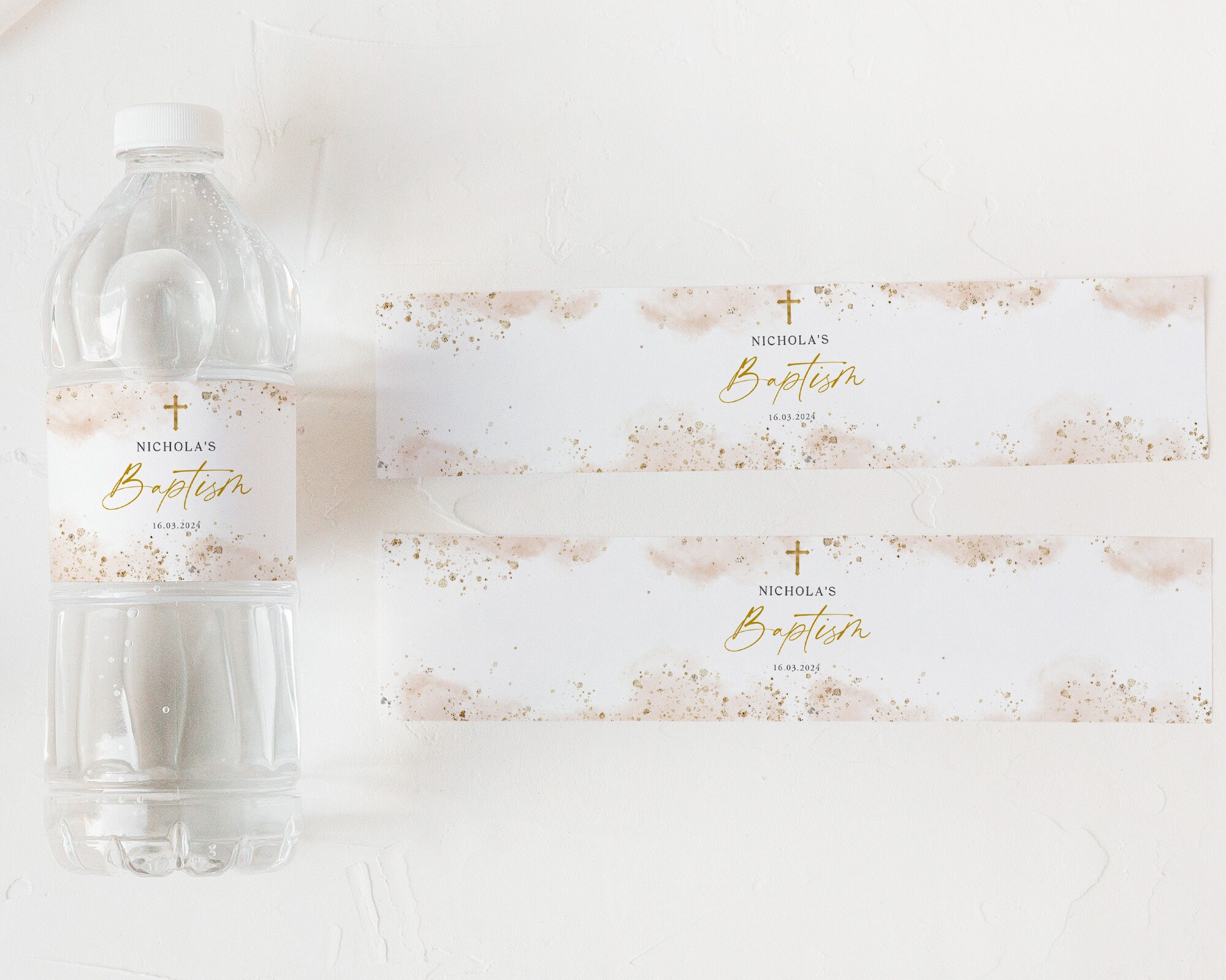 Baptism Water Bottle Label Christening Water Label Printable Etsy