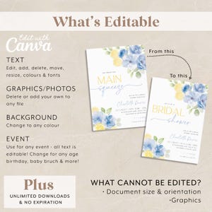 Main Squeeze Bridal Shower Invitation, Lemon Bridal Shower, Citrus Bridal Shower Invitation, Blue Mediterranean Lemon Theme, Blue Lemons imagen 5
