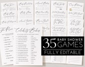 Baby Shower Games, Editable Games, Minimal Baby Shower Bundle, Printable Games, Baby Games Package, Celebrity, Baby Bingo, Baby Trivia Game