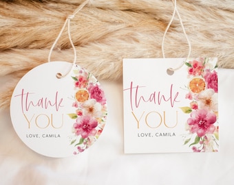 Citrus Favor Tags, Main Squeeze Bridal Shower Editable Tags, Favour Tags, Baby Shower Favor Tags, Gift Tag, Citrus Thank You Tags Oranges