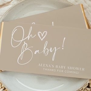 Neutral Chocolate Wrapper Printable, Candy Bar Wrapper Template, Chocolate Bar Template, Baby Shower Favors, Beige Chocolate Labels Minimal