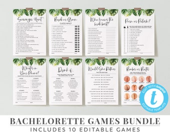 Tropical Bachelorette Games, Hens Games, Editable Games, Game Pack, Scavenger Hunt, Who Knows the Bride | Bride or Groom | Boob or Butt