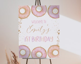 Donut Welcome Sign, Donut 1st Birthday Welcome Sign, Donut Party Decorations, 1st Birthday Sign, Donut Grow Up Welcome Sign, Donut Birthday