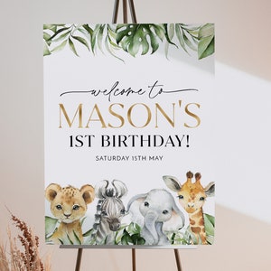 Wild One 1st Birthday Welcome Sign, Wild One Welcome Sign, Baby First Birthday, Safari 1st Birthday Sign, Animal 1st Birthday Welcome Sign