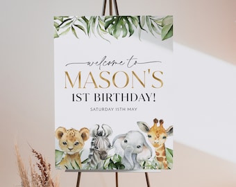 Wild One 1st Birthday Welcome Sign, Wild One Welcome Sign, Baby First Birthday, Safari 1st Birthday Sign, Animal 1st Birthday Welcome Sign