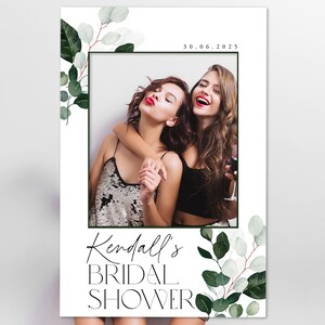 Bridal Shower Photo Prop, Greenery Bridal Shower Photo Booth Frame, Eucalyptus Bridal Shower Sign, Personalized Selfie Frame Bridal Frame