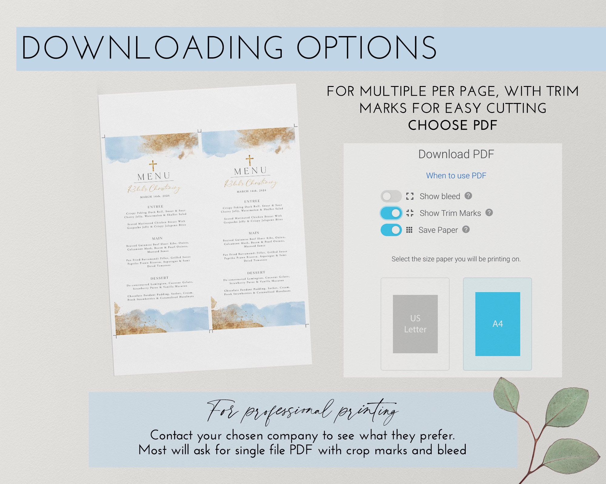 Christening Menu Template Printable Baptism Menu Template Etsy Australia