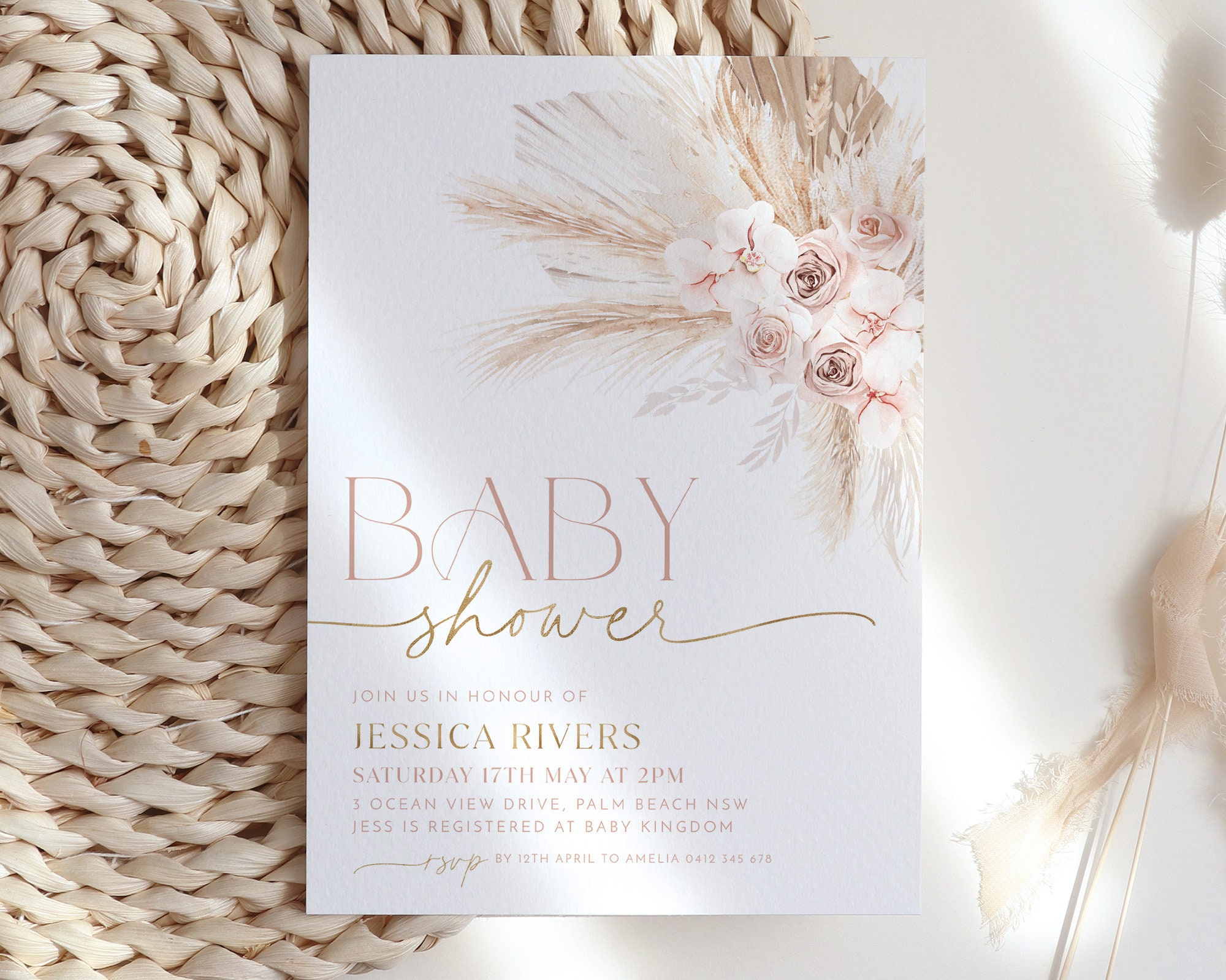 Boho Baby Shower Invitation Boho Floral Baby Shower Baby Etsy Australia