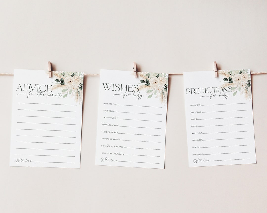 Boho Baby Shower Advice, Greenery Floral Baby Shower Games, Baby Shower