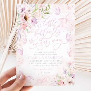 Butterfly Baby Shower Invitation, Pink Butterfly Invitation Template, Butterfly Baby Shower Invitation Girl, Baby Shower Invite Template