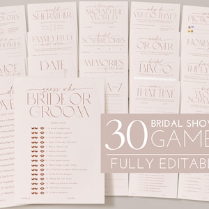 Neutral Bridal Shower Games, Minimalist Bridal Shower Editable Games, Printable Games, Boho Games Pack, Modern Bridal Shower Games, Beige