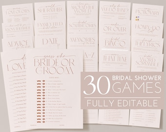 Neutral Bridal Shower Games, Minimalist Bridal Shower Editable Games, Printable Games, Boho Games Pack, Modern Bridal Shower Games, Beige