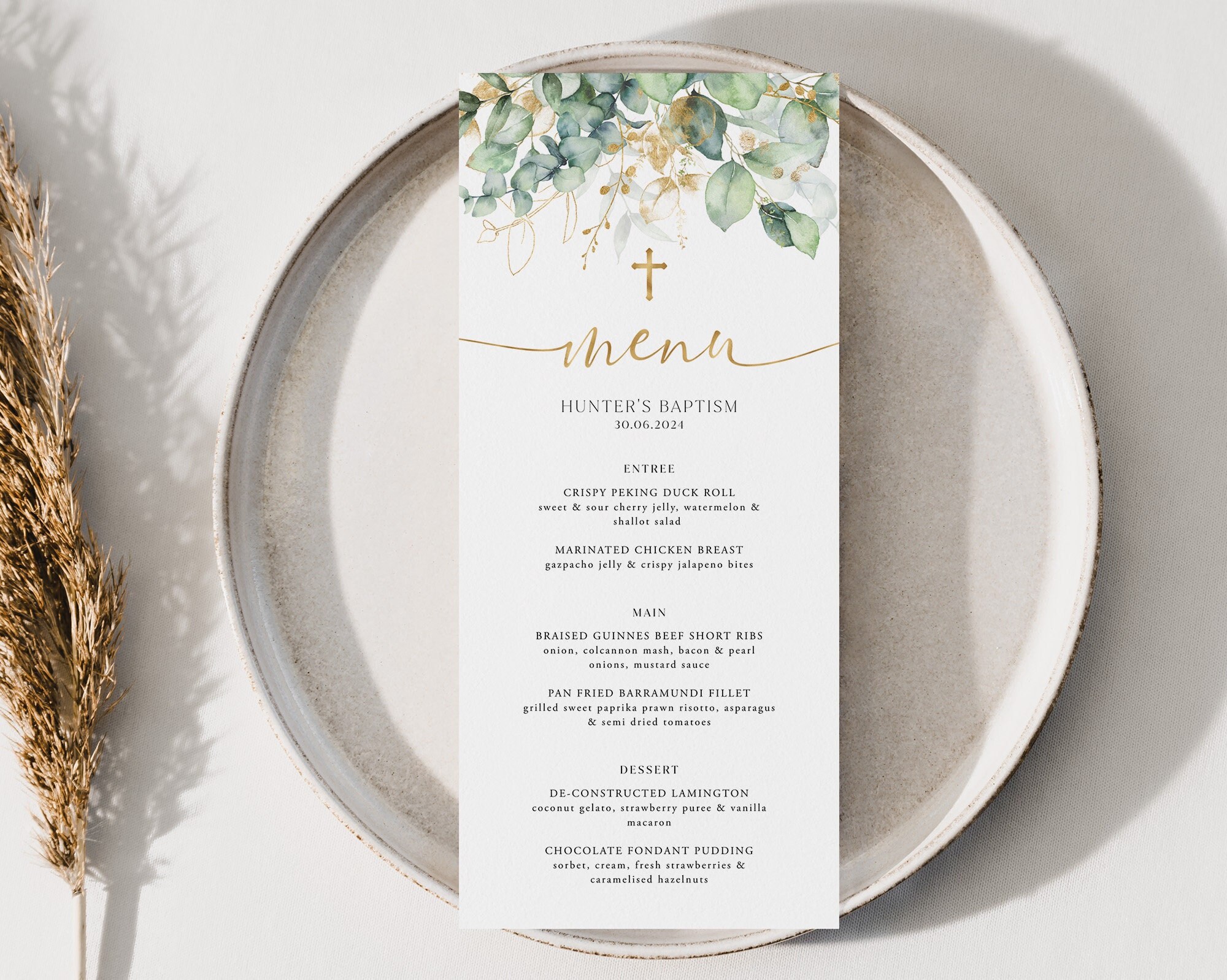 Christening Menu Template Printable Baptism Menu Template Etsy UK