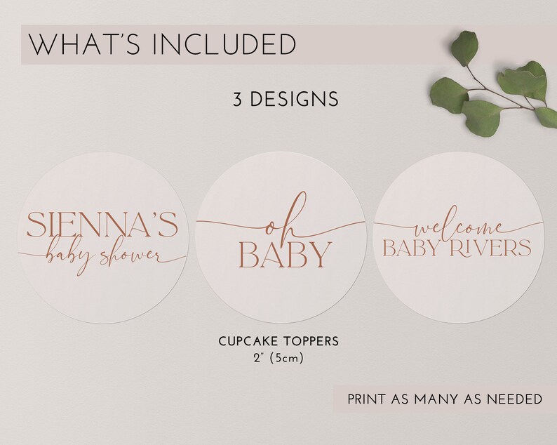 Boho Cupcake Toppers Baby Shower Cupcake Toppers Printable Etsy