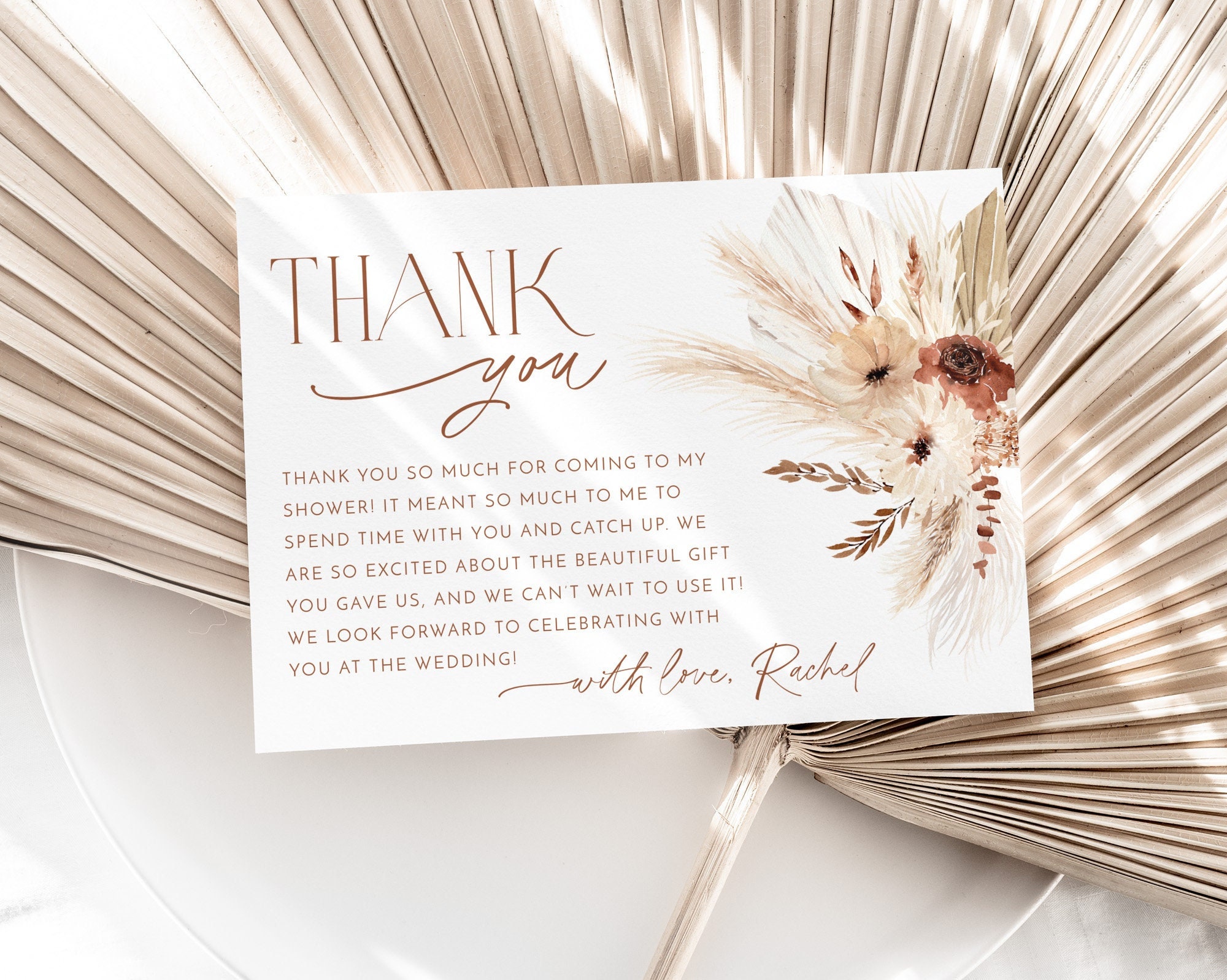 boho thank you card template, printable thank you card instant