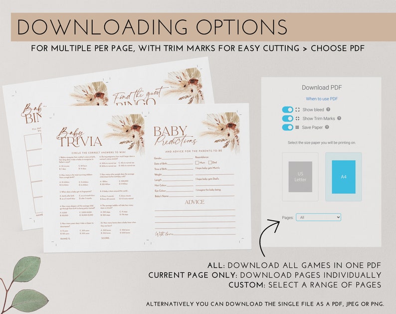 Boho Baby Shower Games, Baby Shower Editable Games, Printable Games, Baby Games Pack, Gender Neutral Baby Shower Game, Dried Flower Games image 8