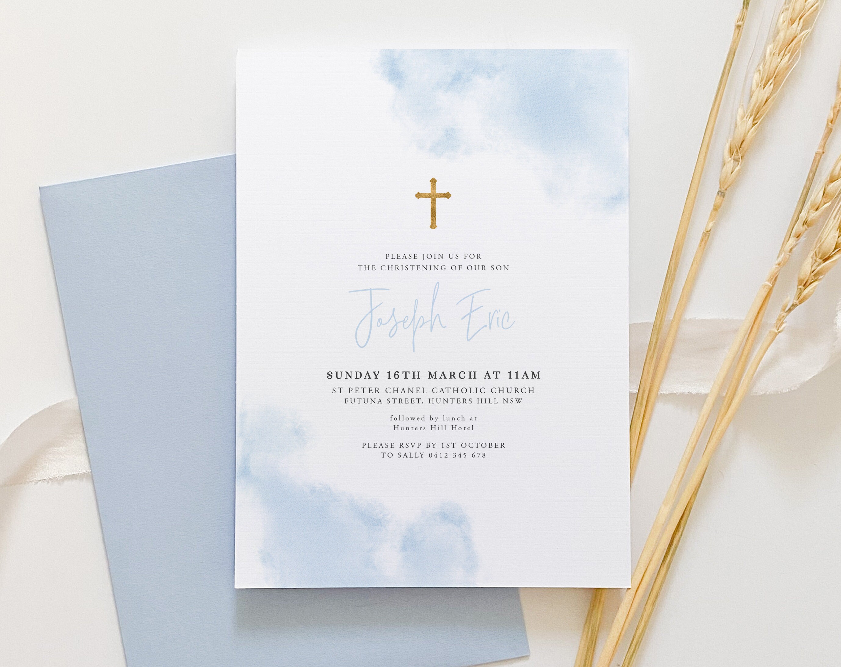 Paper & Party Supplies baptism evite baptism invitation boy christening