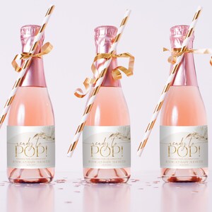 Baby Shower Mini Champagne Labels, Printable Wine Labels, Boho Champagne Labels, Ready to Pop Labels, Floral Baby Champagne Bottle Labels