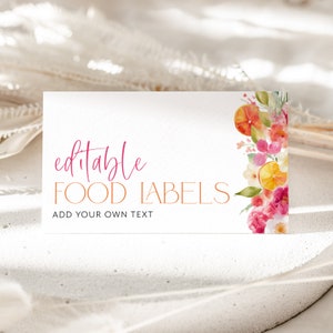 Citrus Food Labels, Food Label Card, Food Tent Cards, Food Tags, Folded Food Cards Tented, Main Squeeze Bridal Shower Citrus Baby Shower