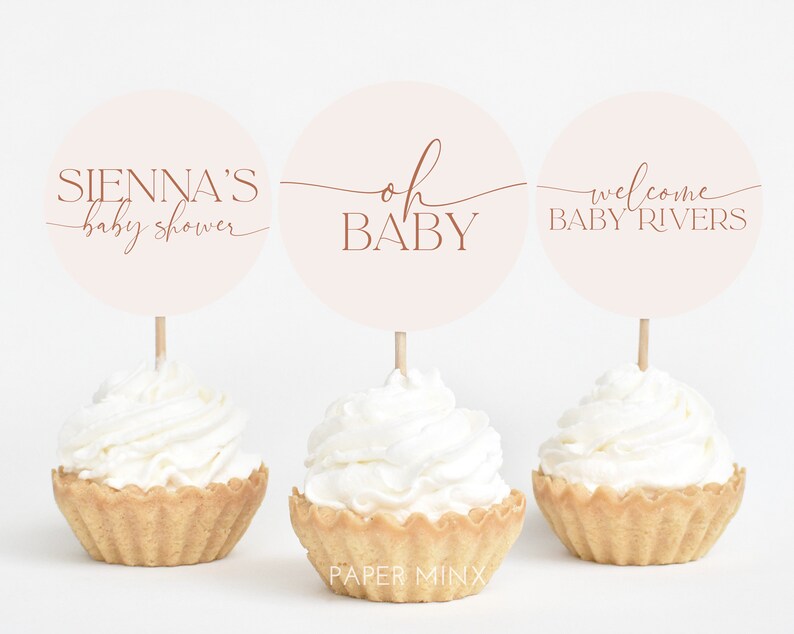 Boho Cupcake Toppers Baby Shower Cupcake Toppers Printable Etsy